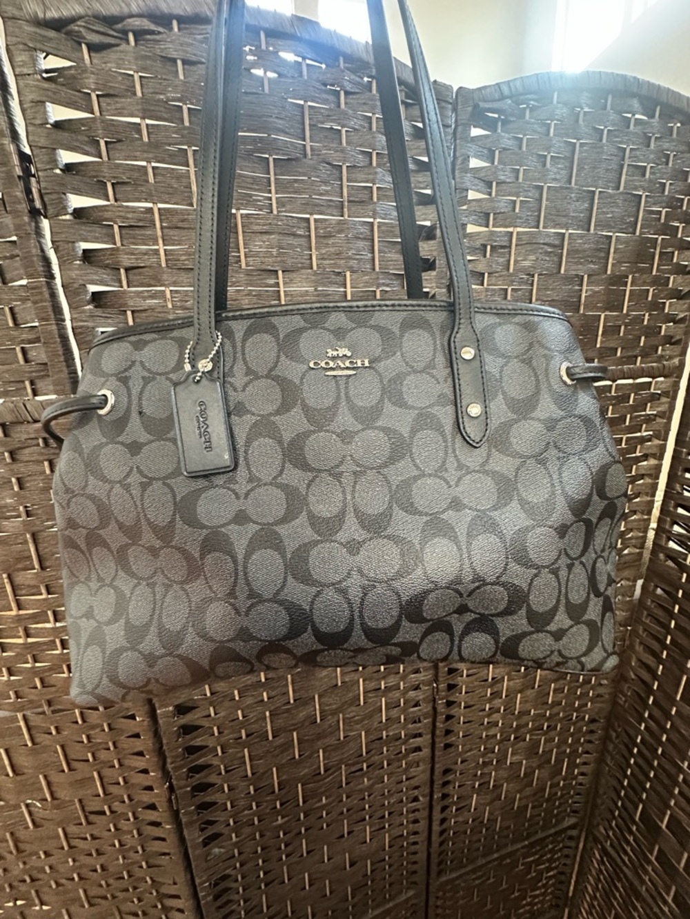 Coach Black Signature Canvas Tote - Picture 2 of 9